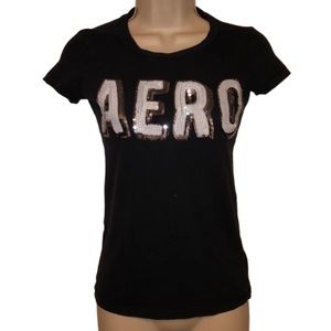 Aeropostale Sequins XS Black Tee